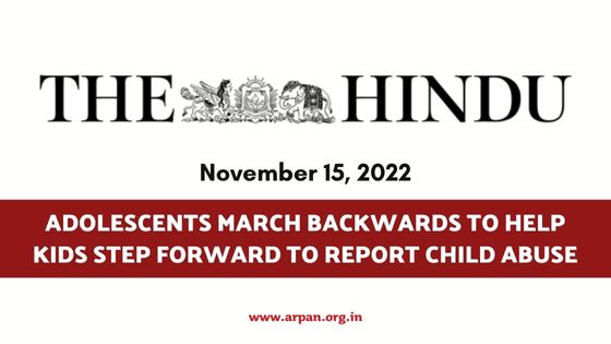 Adolescents march backwards to help kids step forward to report child abuse